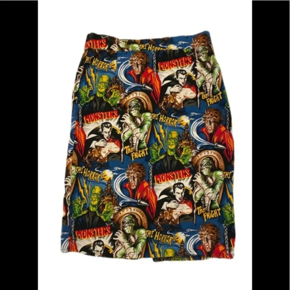 Classic Horror Monsters Pencil Skirt, Pinup, Small - Picture 3 of 8